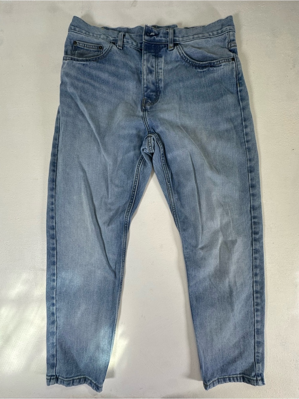 Carhartt WIP Newel Pant Mens 34 Light Wash Blue Relaxed Tapered Jeans Organic